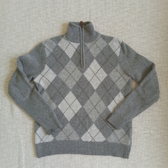 J. Crew Grey Argyle Wool Sweater - Picture 5 of 12